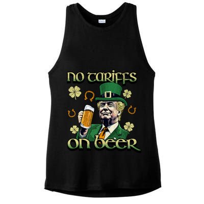 No Tariffs On Beer Funny St Patricks Day Trump Ladies PosiCharge Tri-Blend Wicking Tank