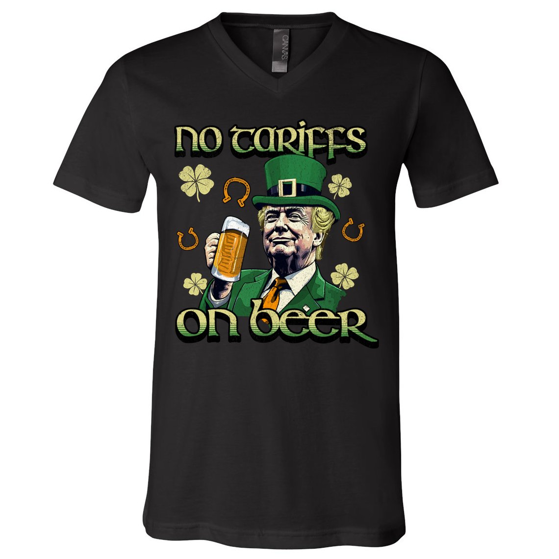 No Tariffs On Beer Funny St Patricks Day Trump V-Neck T-Shirt