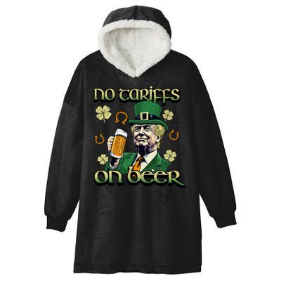 No Tariffs On Beer Funny St Patricks Day Trump Hooded Wearable Blanket
