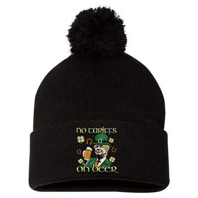 No Tariffs On Beer Funny St Patricks Day Trump Pom Pom 12in Knit Beanie