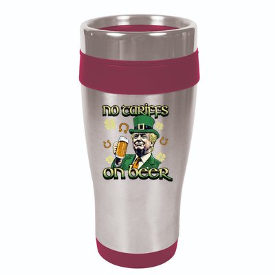No Tariffs On Beer Funny St Patricks Day Trump 16oz Travel Tumbler