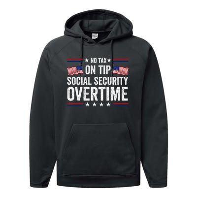 No Tax On Tips Social Security Overtime Trump 2024 Performance Fleece Hoodie