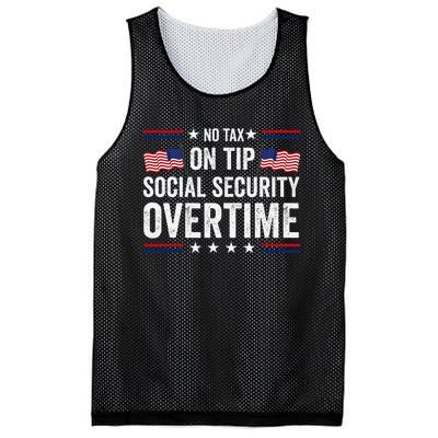 No Tax On Tips Social Security Overtime Trump 2024 Mesh Reversible Basketball Jersey Tank