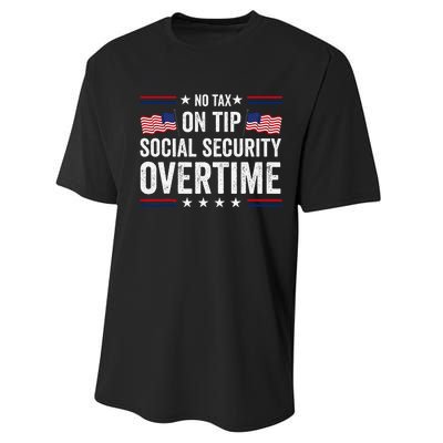 No Tax On Tips Social Security Overtime Trump 2024 Performance Sprint T-Shirt