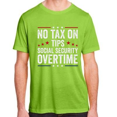 No Tax On Tips Social Security Overtime Trump 2024 Adult ChromaSoft Performance T-Shirt