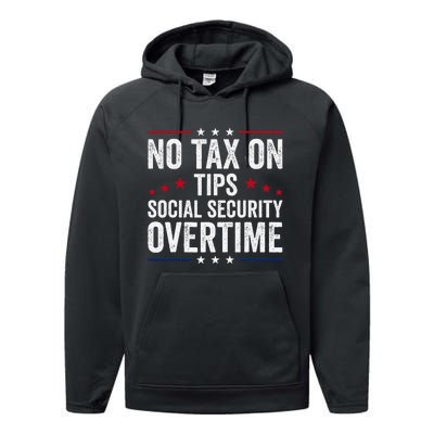 No Tax On Tips Social Security Overtime Trump 2024 Performance Fleece Hoodie