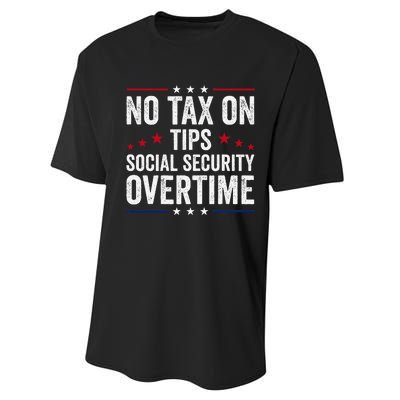 No Tax On Tips Social Security Overtime Trump 2024 Performance Sprint T-Shirt