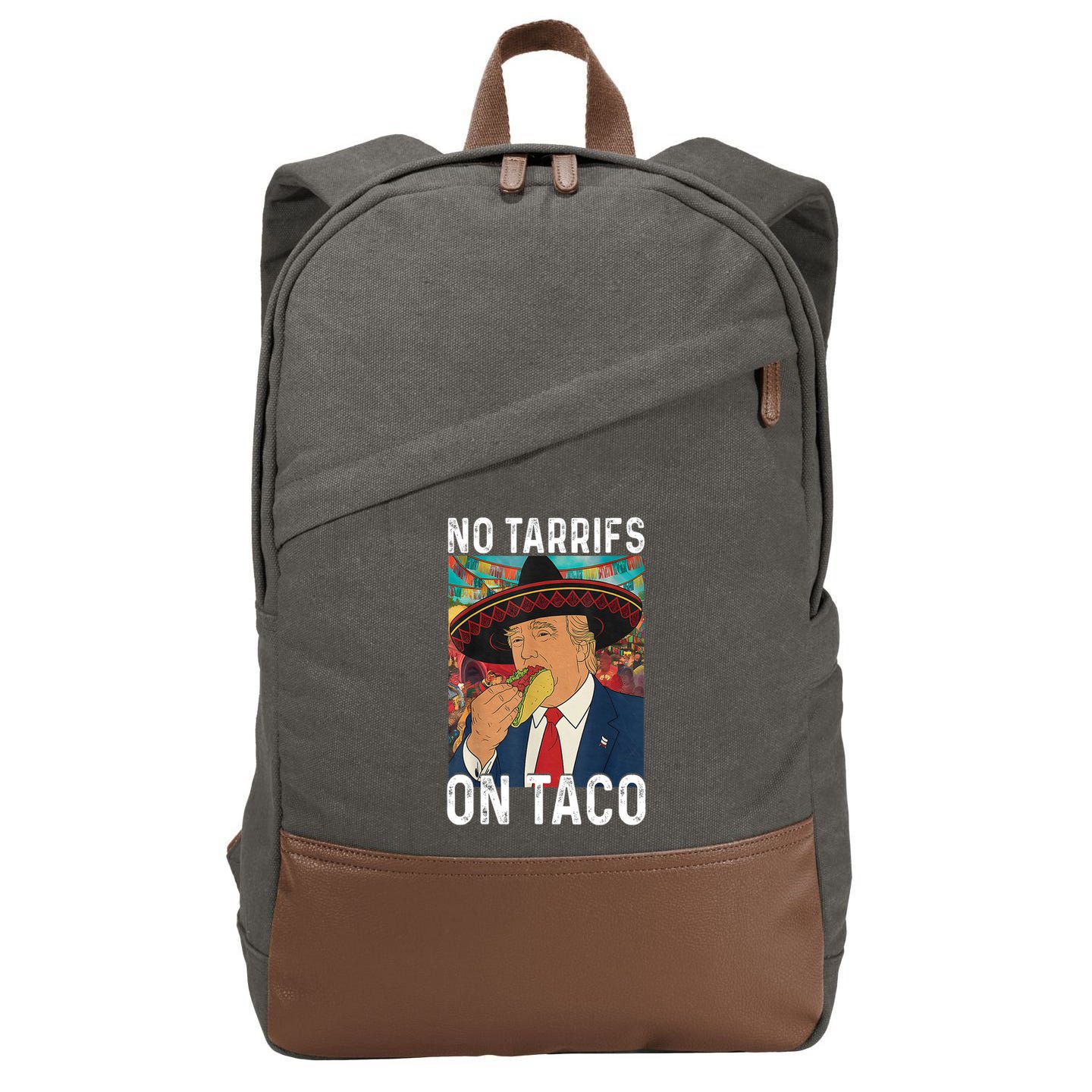 No Tariffs On Taco Funny Mexican Fiesta Cinco De Mayo Trump Cotton Canvas Backpack