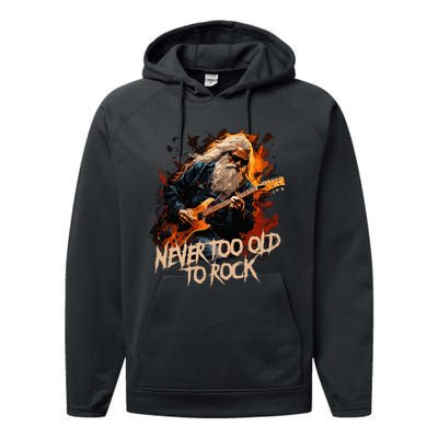 never to old to rock grandpa pensioner funny quotes Performance Fleece Hoodie