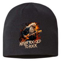 never to old to rock grandpa pensioner funny quotes Sustainable Beanie