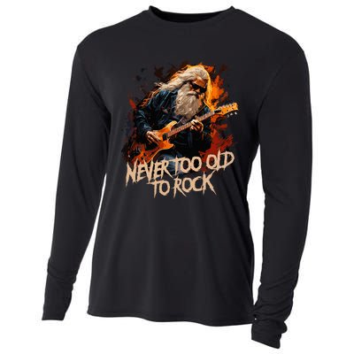 never to old to rock grandpa pensioner funny quotes Cooling Performance Long Sleeve Crew