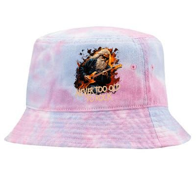 never to old to rock grandpa pensioner funny quotes Tie-Dyed Bucket Hat