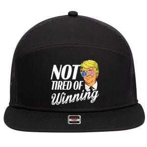 Not Tired Of Winning Trump 45 47 America 2024 7 Panel Mesh Trucker Snapback Hat