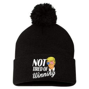 Not Tired Of Winning Trump 45 47 America 2024 Pom Pom 12in Knit Beanie