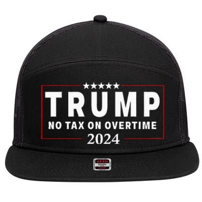 No Tax On Over Time Trump 2024 Voting For 47th President 7 Panel Mesh Trucker Snapback Hat