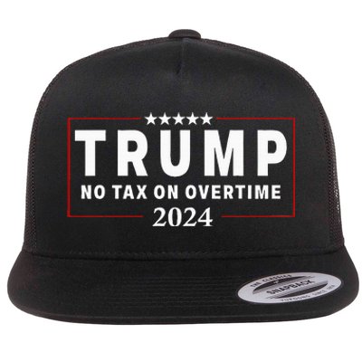 No Tax On Over Time Trump 2024 Voting For 47th President Flat Bill Trucker Hat