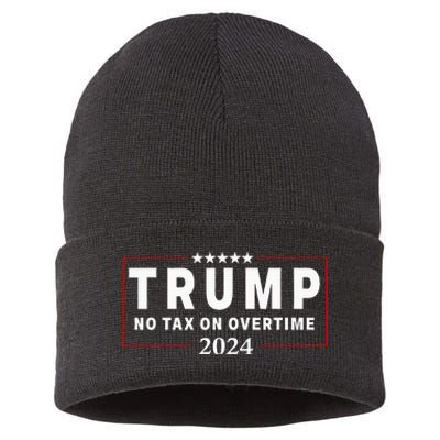 No Tax On Over Time Trump 2024 Voting For 47th President Sustainable Knit Beanie