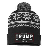 No Tax On Over Time Trump 2024 Voting For 47th President USA-Made Snowflake Beanie