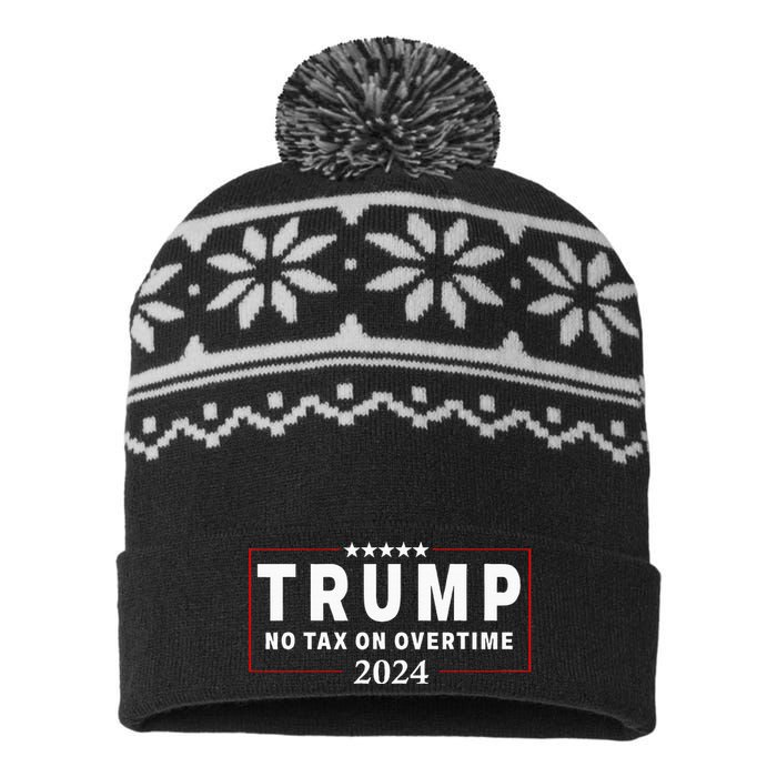 No Tax On Over Time Trump 2024 Voting For 47th President USA-Made Snowflake Beanie