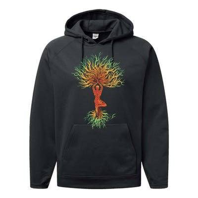 Nature Tree Of Life Yoga Colorful Performance Fleece Hoodie