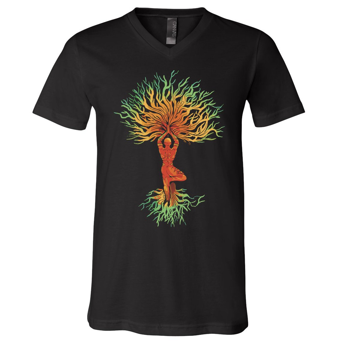 Nature Tree Of Life Yoga Colorful V-Neck T-Shirt