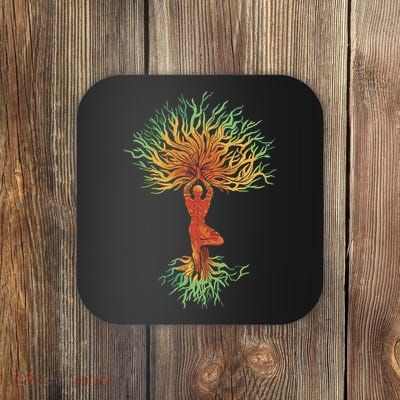 Nature Tree Of Life Yoga Colorful Coaster
