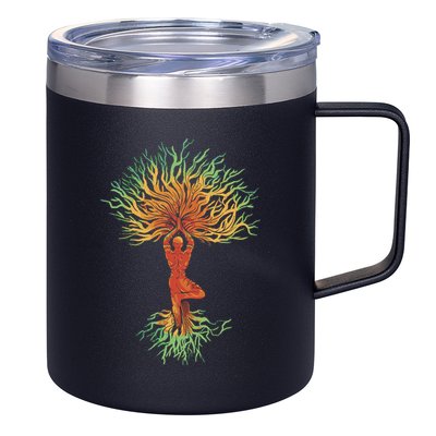 Nature Tree Of Life Yoga Colorful 12oz Stainless Steel Coffee Mug