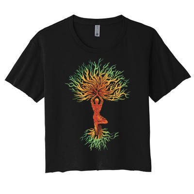 Nature Tree Of Life Yoga Colorful Women's Crop Top Tee