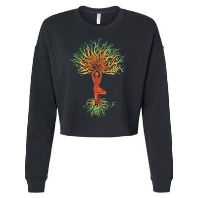 Nature Tree Of Life Yoga Colorful Cropped Pullover Crew