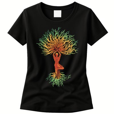 Nature Tree Of Life Yoga Colorful Womens T-Shirt