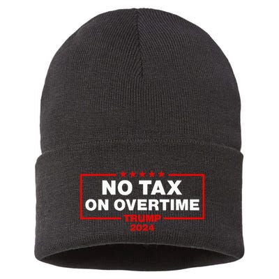 No Tax Overtime Vote Trump Vance 2024 Sustainable Knit Beanie