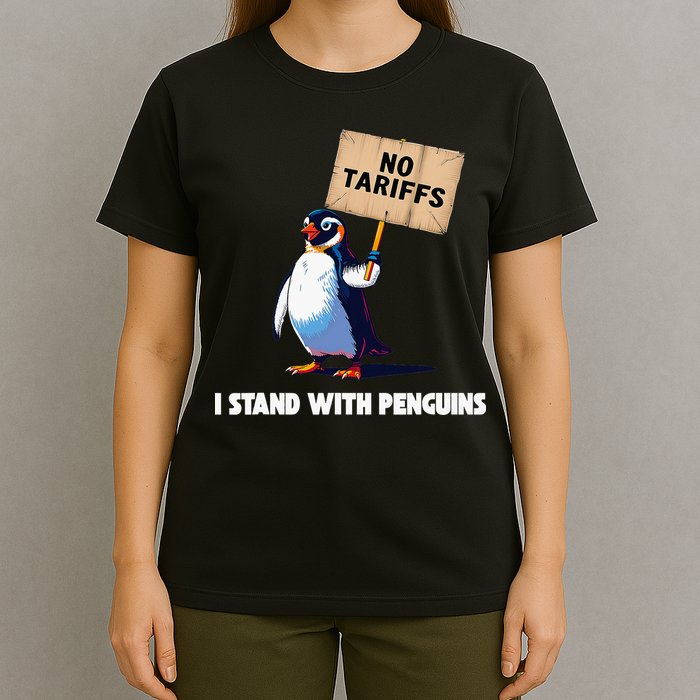 No Tariffs Penguin Protest Heard Island I Stand With Penguin T-Shirt