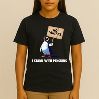 No Tariffs Penguin Protest Heard Island I Stand With Penguin T-Shirt