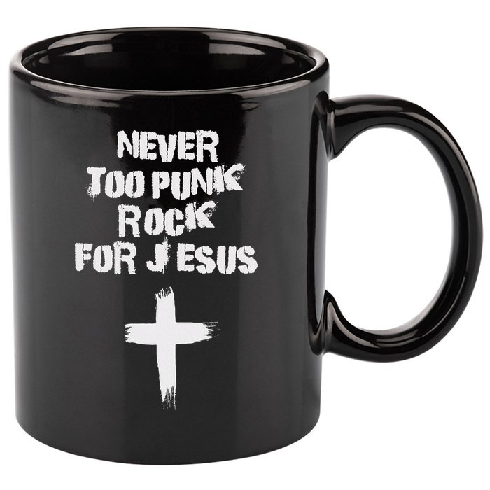 Never Too Punk Rock For Jesus Religious Christian Bands 11oz C Handle Ceramic Mug