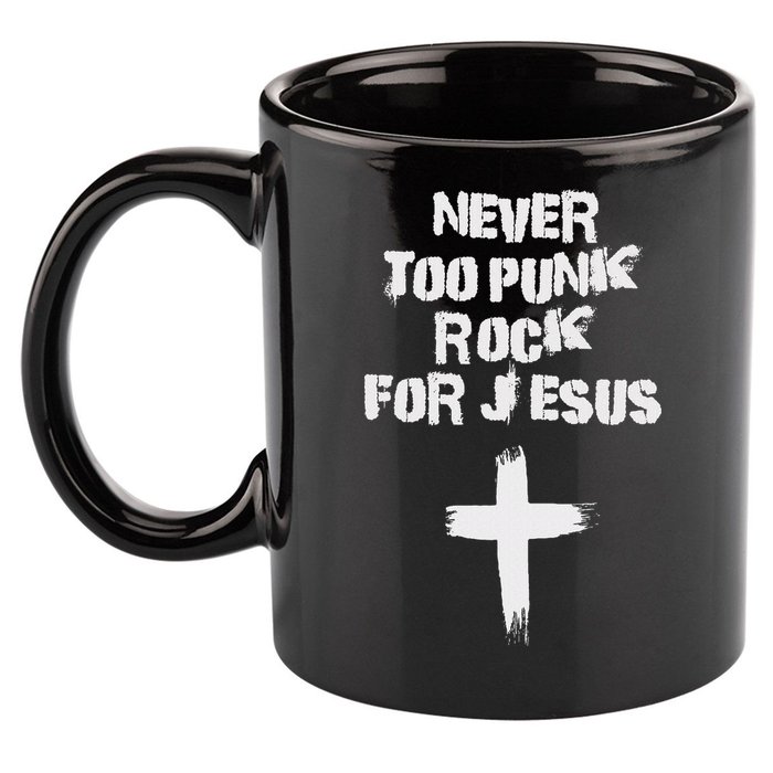 Never Too Punk Rock For Jesus Religious Christian Bands 11oz C Handle Ceramic Mug