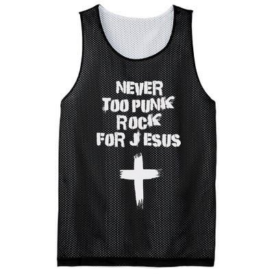 Never Too Punk Rock For Jesus Religious Christian Bands Mesh Reversible Basketball Jersey Tank
