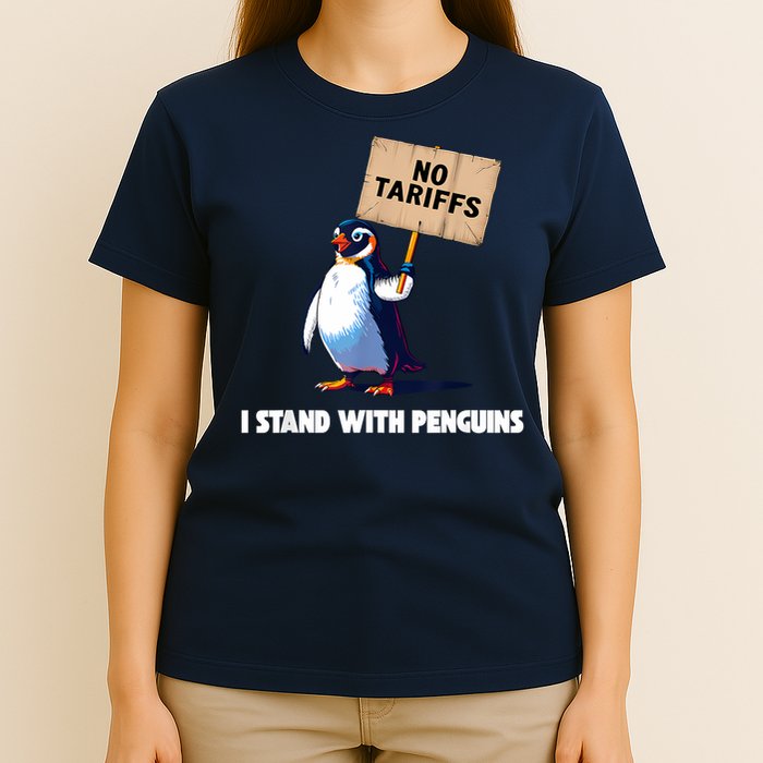 No Tariffs Penguin Protest Heard Island I Stand With Penguin T-Shirt