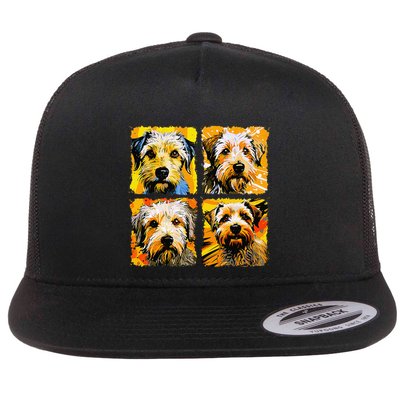 Norfolk Terrier Pop Art Colorful Drawing Painting Flatbill Hat
