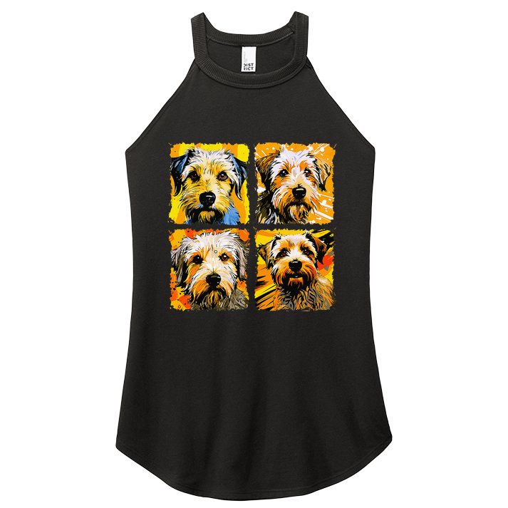Norfolk Terrier Pop Art Colorful Drawing Painting Women's Perfect Tri Rocker Tank