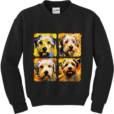 Norfolk Terrier Pop Art Colorful Drawing Painting Kids Sweatshirt