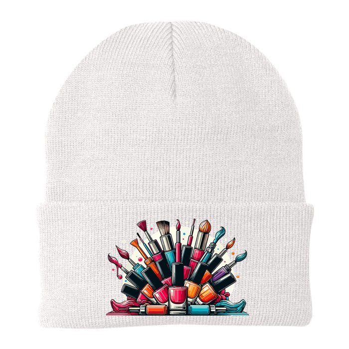 Nail Tech Polish And Tote Bag Manicure Spa Travel Knit Cap Winter Beanie