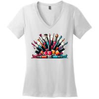 Nail Tech Polish And Tote Bag Manicure Spa Travel Women's V-Neck T-Shirt