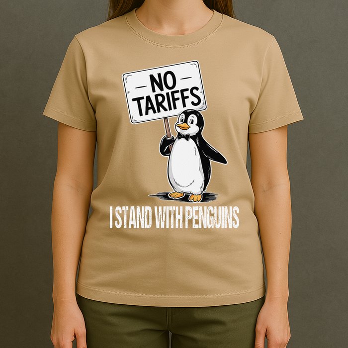 No Tariffs Penguin Protest Heard Island I Stand With T-Shirt
