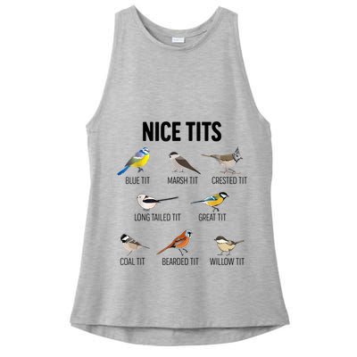 Nice Tits Pun Joke Funny Bird Lover Enthusiast Birdwatcher Ladies PosiCharge Tri-Blend Wicking Tank