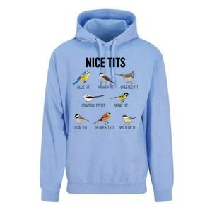 Nice Tits Pun Joke Funny Bird Lover Enthusiast Birdwatcher Unisex Surf Hoodie