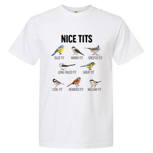 Nice Tits Pun Joke Funny Bird Lover Enthusiast Birdwatcher Garment-Dyed Heavyweight T-Shirt