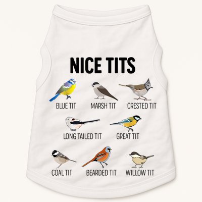 Nice Tits Pun Joke Funny Bird Lover Enthusiast Birdwatcher Doggie Tank