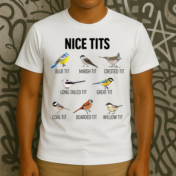 Nice Tits Pun Joke Funny Bird Lover Enthusiast Birdwatcher T-Shirt