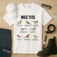 Nice Tits Pun Joke Funny Bird Lover Enthusiast Birdwatcher Tall T-Shirt
