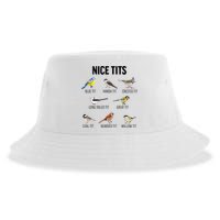 Nice Tits Pun Joke Funny Bird Lover Enthusiast Birdwatcher Sustainable Bucket Hat